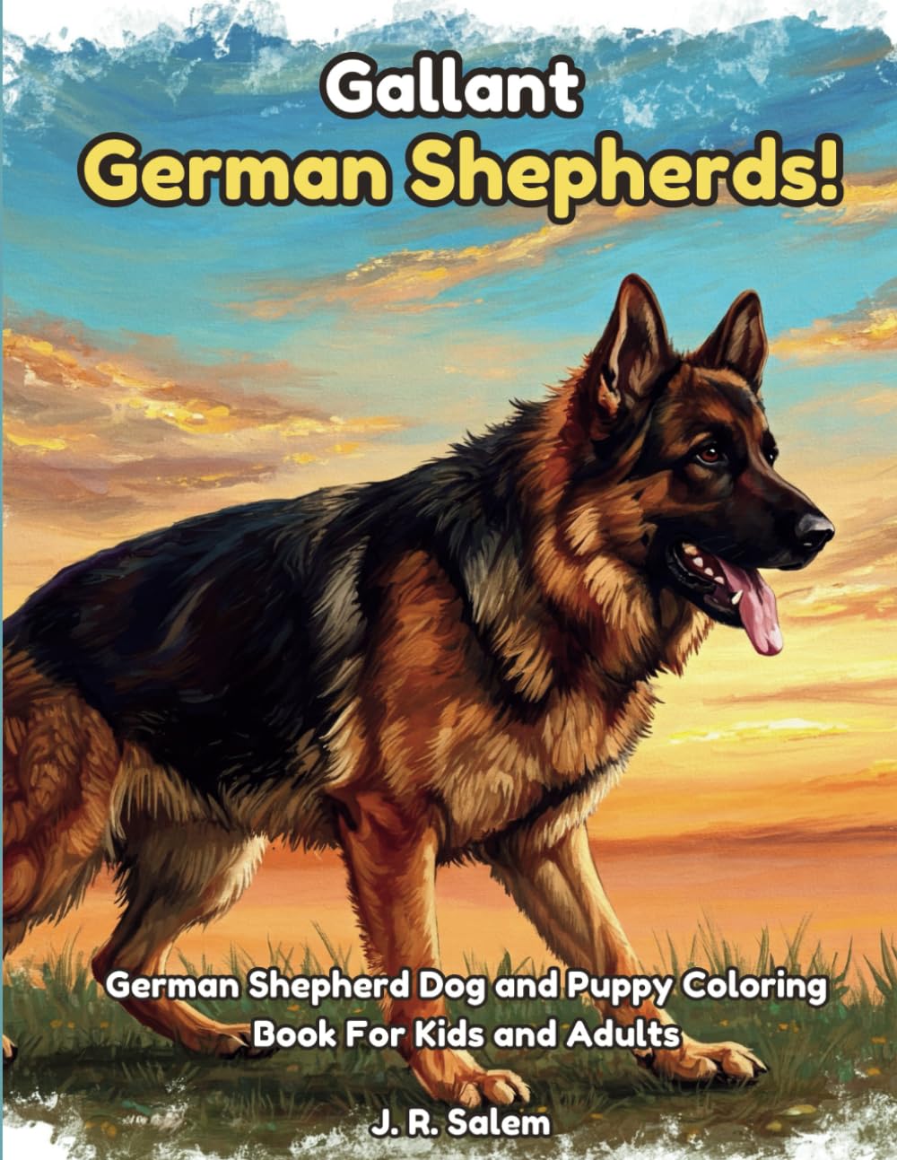 Gallant German Shepherds dog and puppy coloring book
