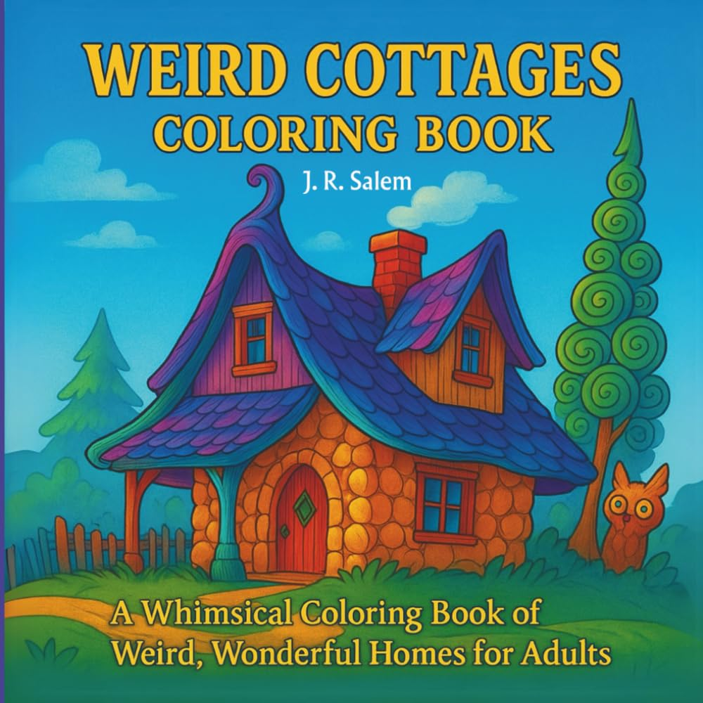 Weird Cottages whimsical adult coloring book